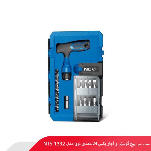 ست سر پیچ گوشتی و آچار بکس 24 عددی نووا مدل NTS-1332