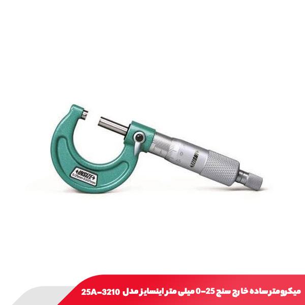 میکرومتر ساده خارج‌ سنج 25-0 میلی‌ متر اینسایز مدل 3210-25A