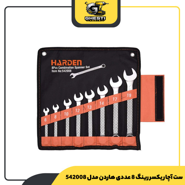 ست آچار یکسر رینگ 8 عددی هاردن مدل 542008
