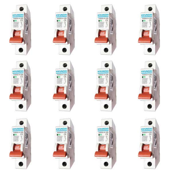فیوز مینیاتوری تک فاز 10 آمپر بسته 12 عددی هیوندای کد C10
