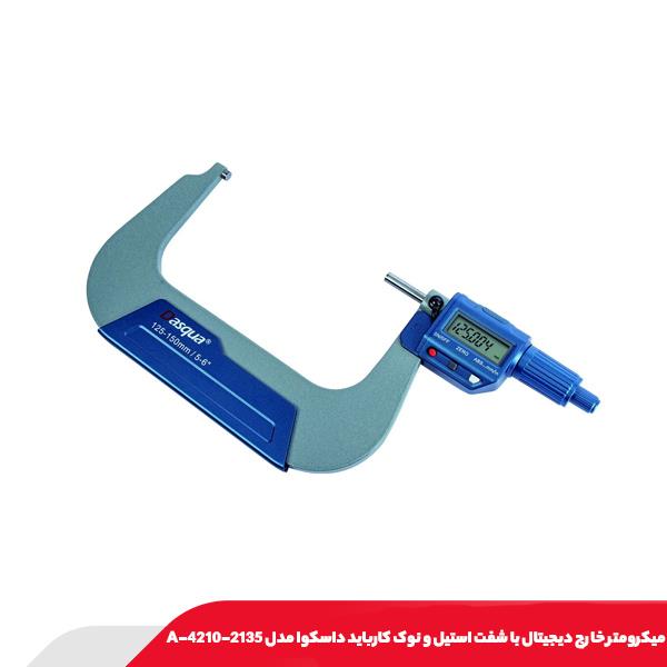 ميکرومتر خارج ديجيتال با شفت استيل و نوک كاربايد داسکوا مدل 2135-4210-A