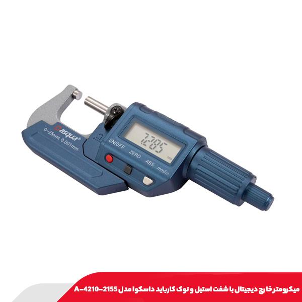 ميکرومتر خارج ديجيتال با شفت استيل و نوک كاربايد داسکوا مدل 2155-4210-A