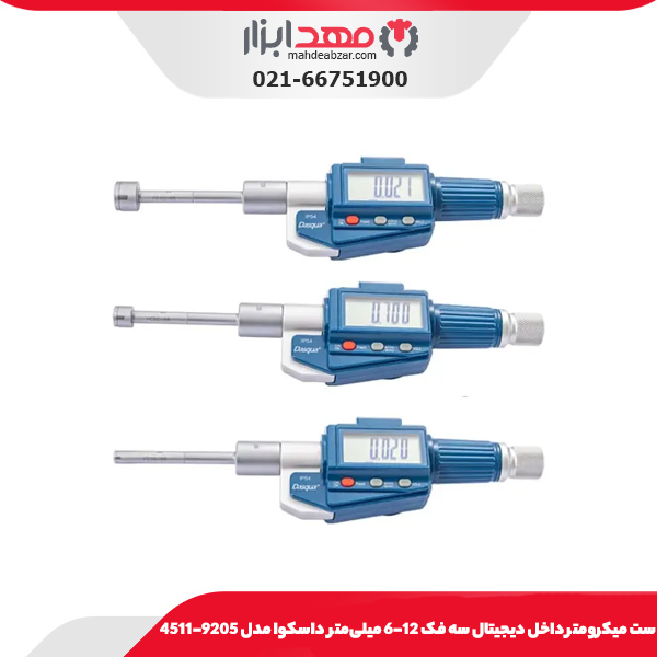 ست میکرومتر داخل دیجیتال سه فک 12-6 میلی‌متر داسکوا مدل 9205-4511
